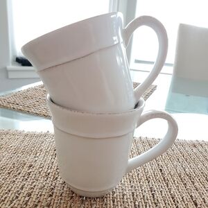 Pottery Barn Two Cambria Stoneware Mugs. Color: Stone. Made in Portugal. EUC.